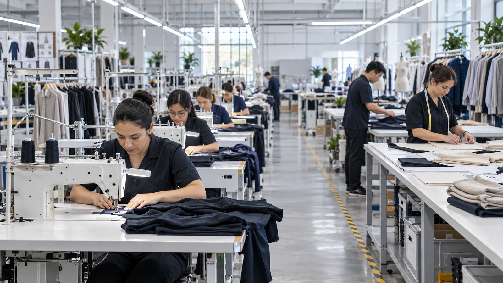 Illustrative modern garment production facility